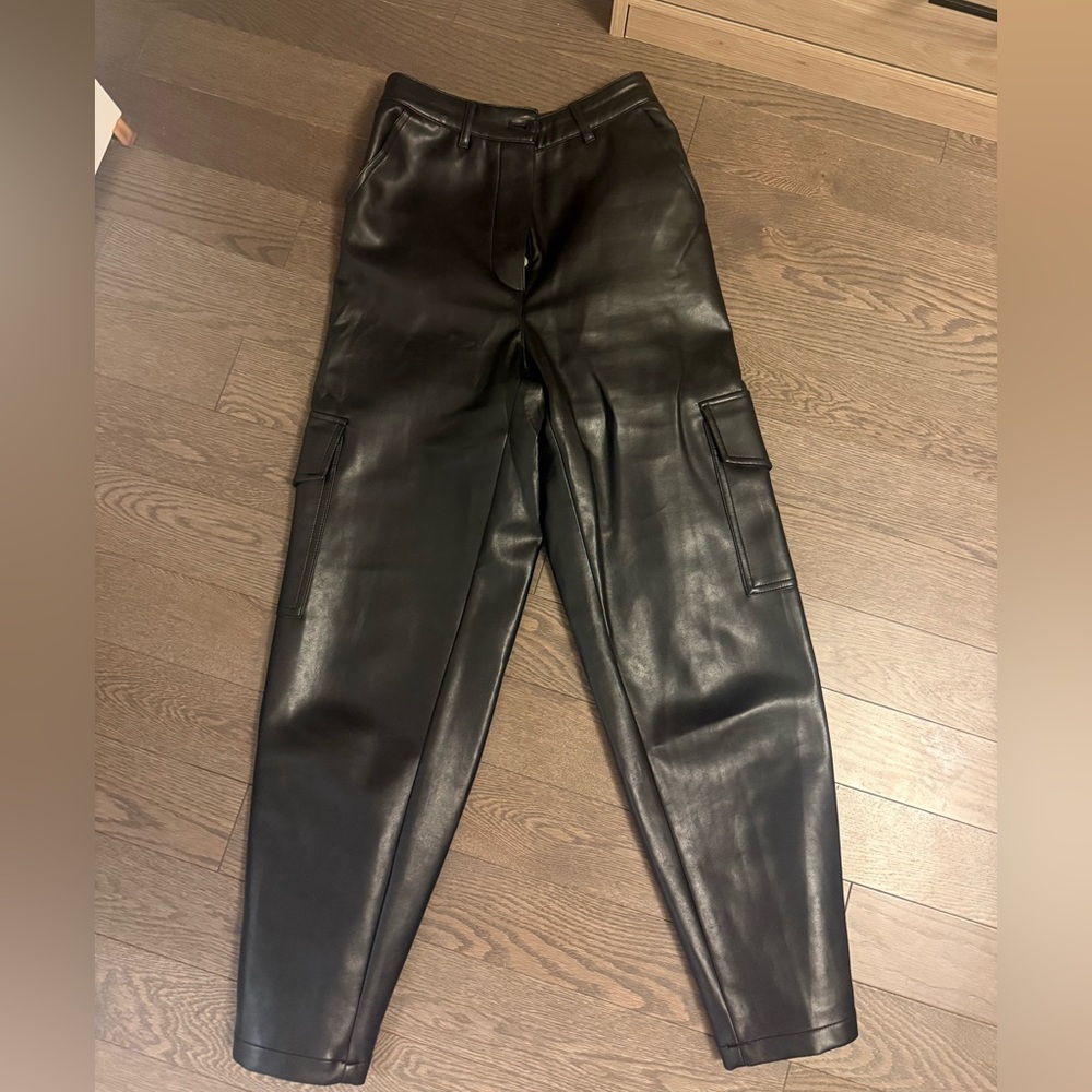 Wilfred Black Leather Cargo Pants